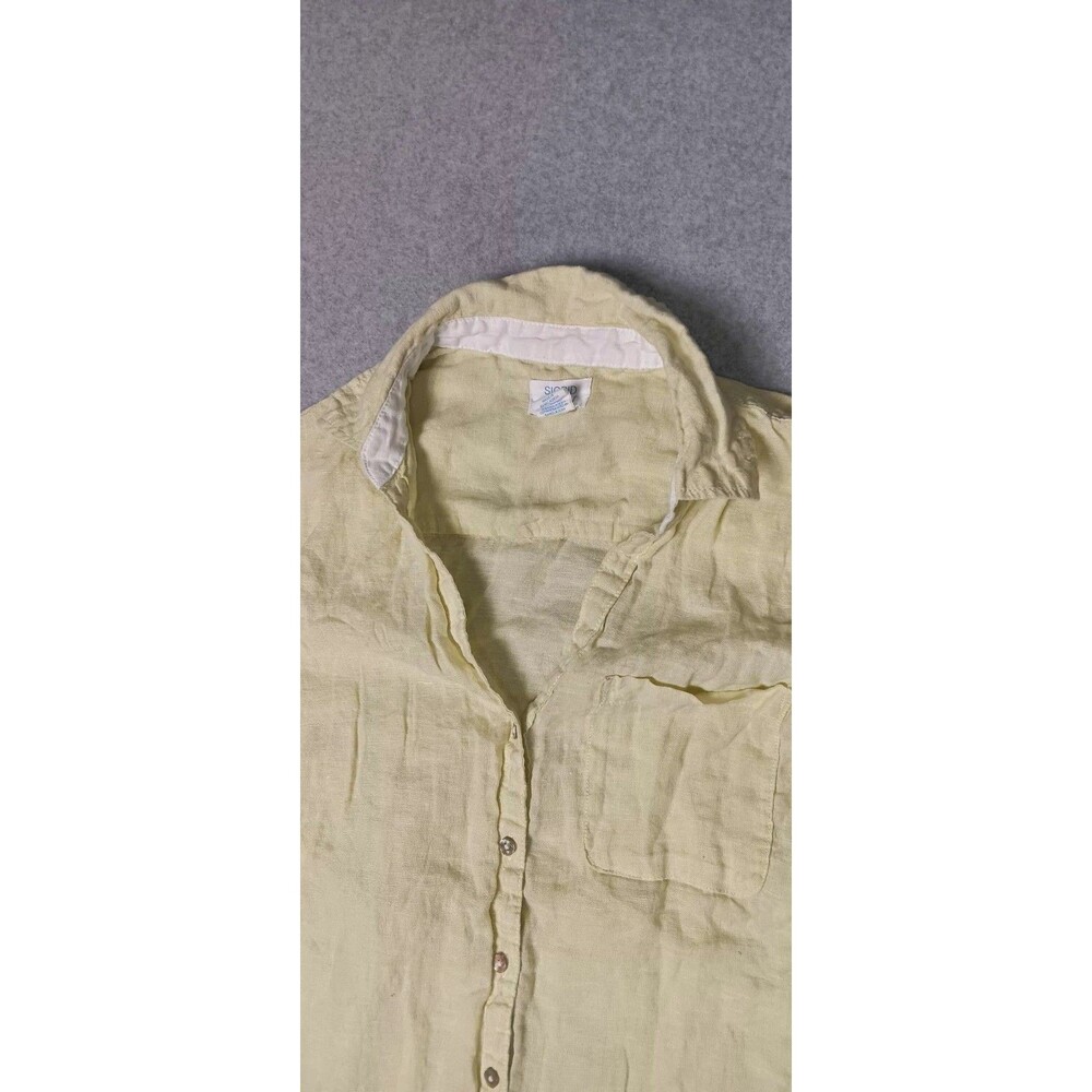 Sigrid Olson 100% Linen Long Sleeve Button Up Small Yellow Coastal Quiet Luxury - Picture 3 of 12
